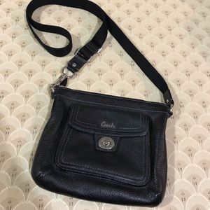 Coach black leather cross body bag